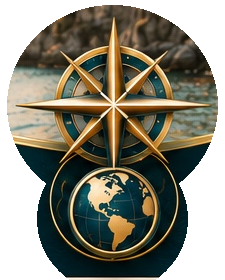 Compass and globe emblem