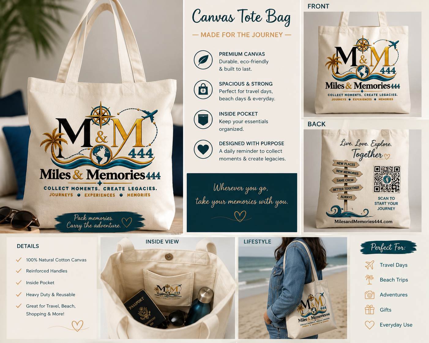 Miles & Memories canvas bag