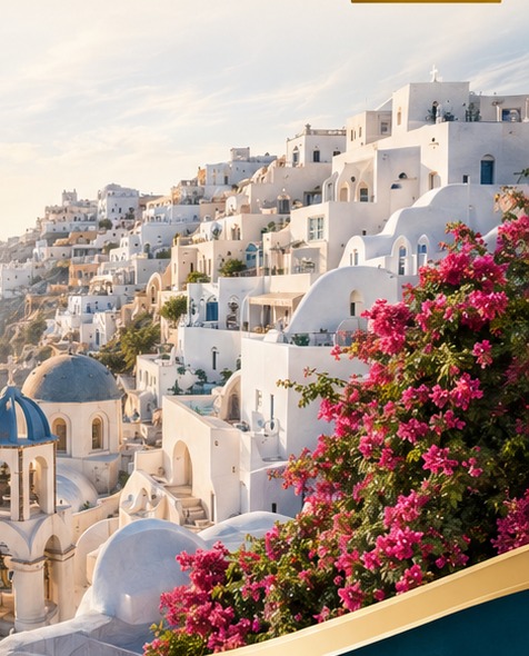 Santorini in soft golden light